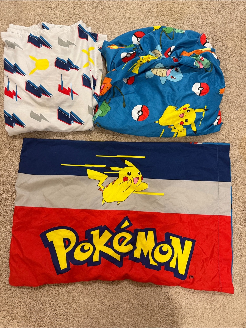 Pokemon Pikachu Bedding Set - Bright Blue, Red, Yellow